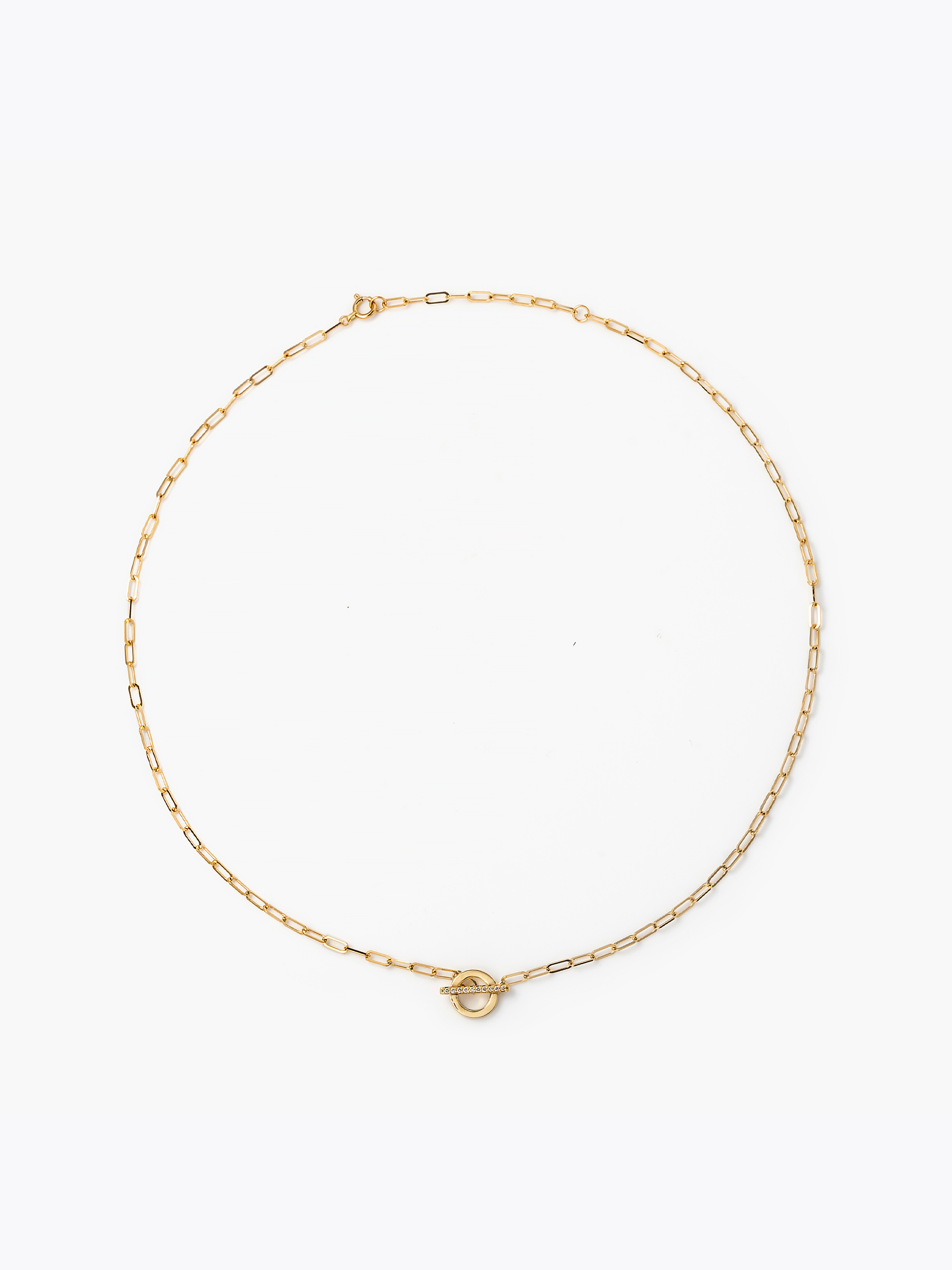 Mantel chain necklace 18KYGの全体画像(18KYGとラボグロウンダイヤモンドのネックレス)