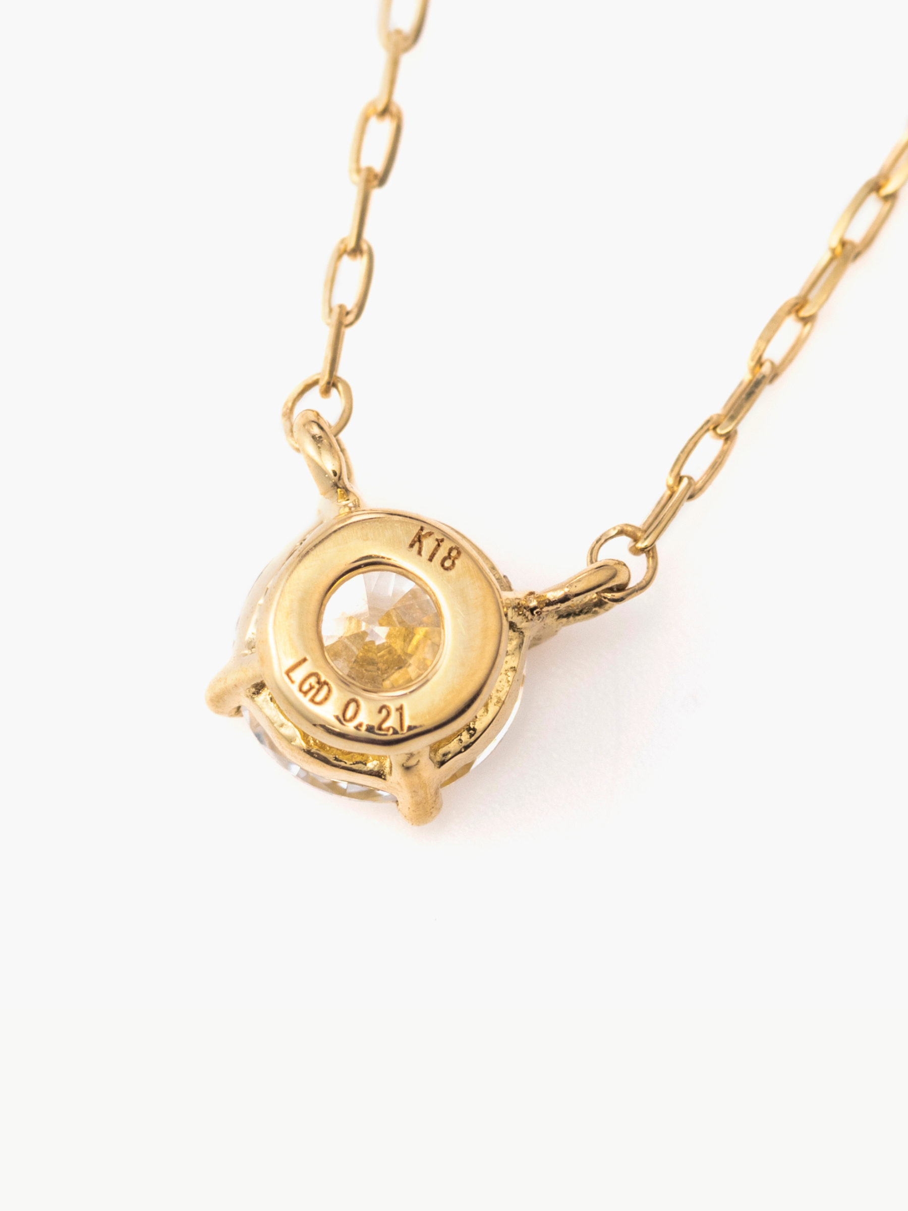 The necklace 0.2ct 18KYG背面画像(ラボグロウンダイヤモンドのネックレス)