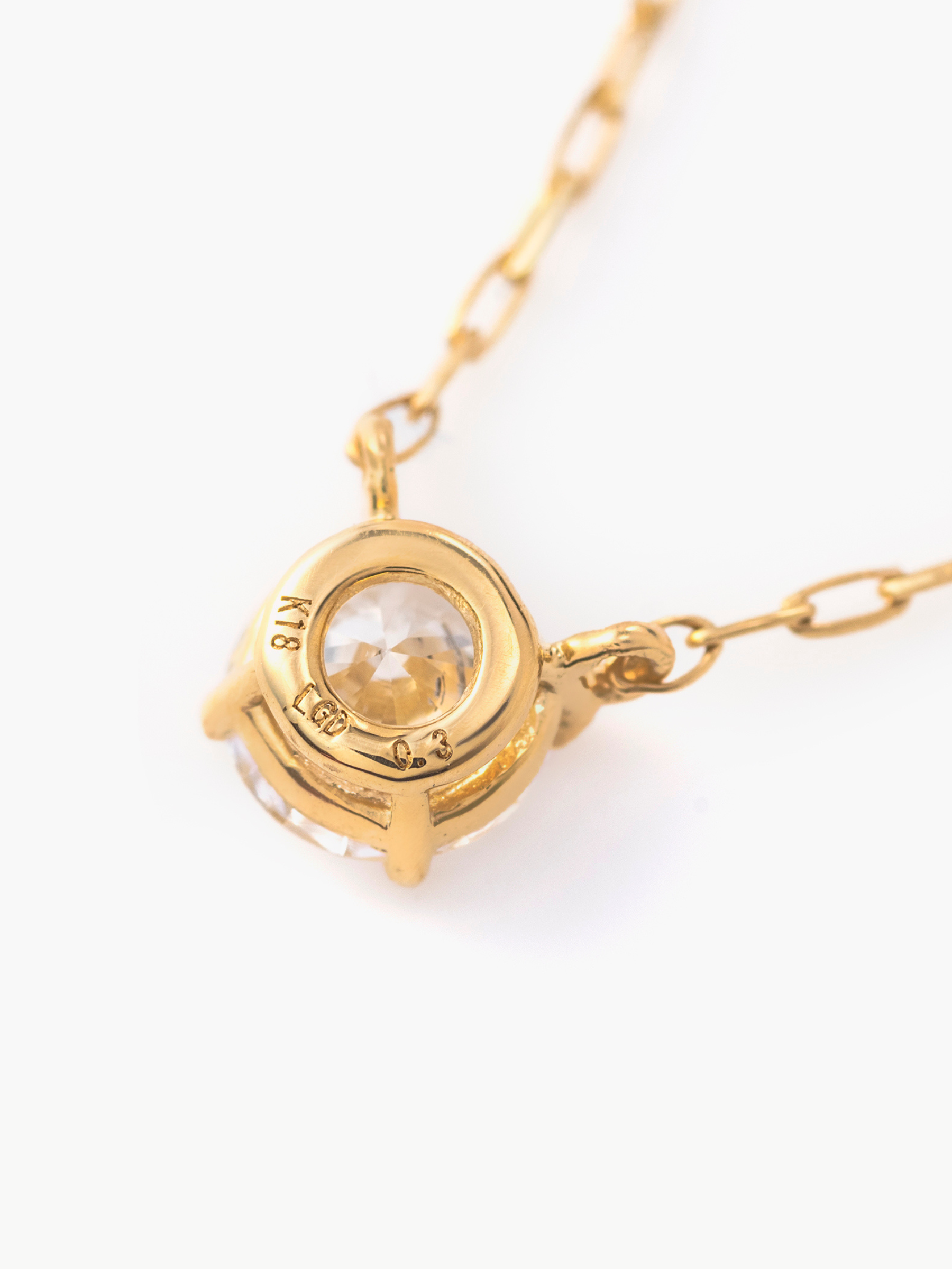 The necklace 0.3ct 18KYG背面画像(ラボグロウンダイヤモンドのネックレス)