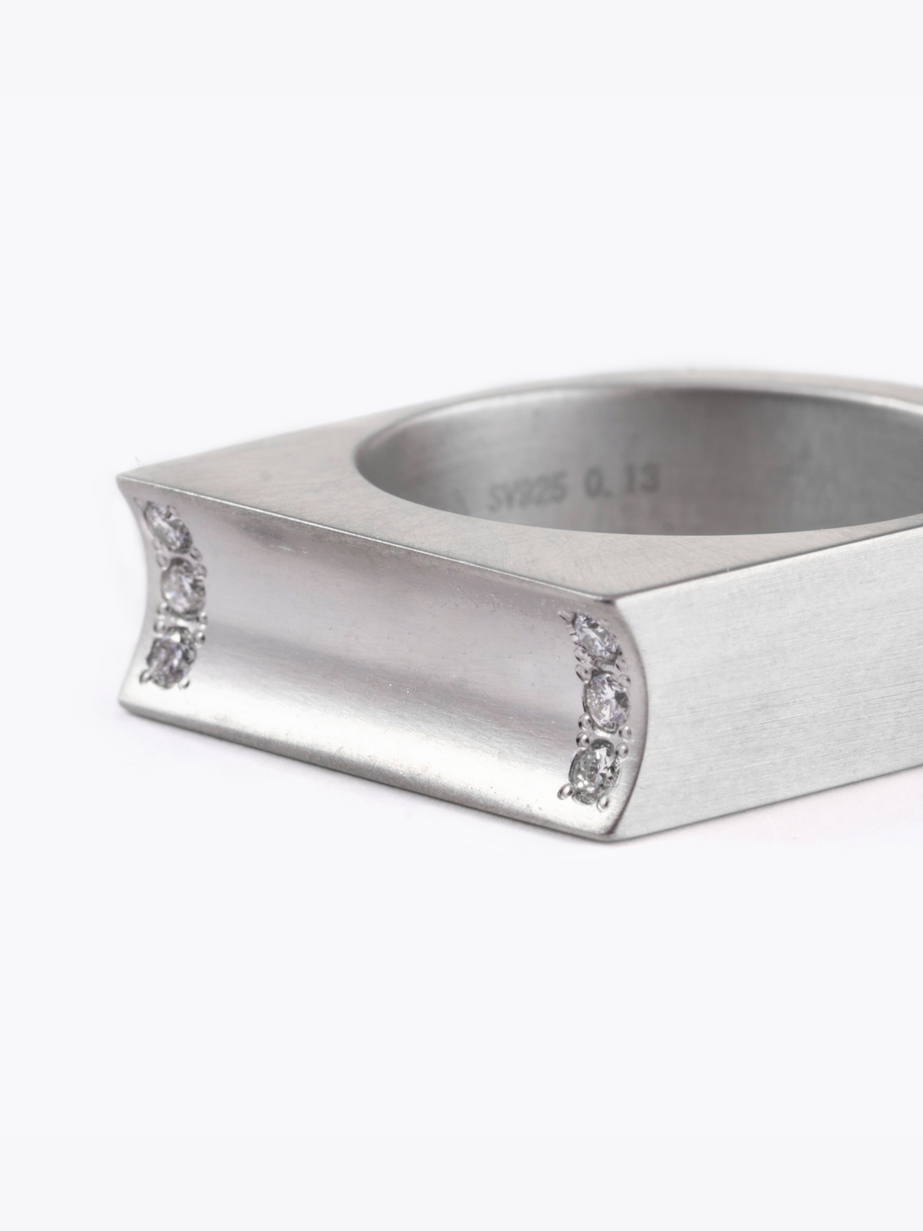 Reshine scratch ring 6 labgrowndiamondsの拡大画像(ラボグロウンダイヤモンドと都市鉱山由来のSV925リング)