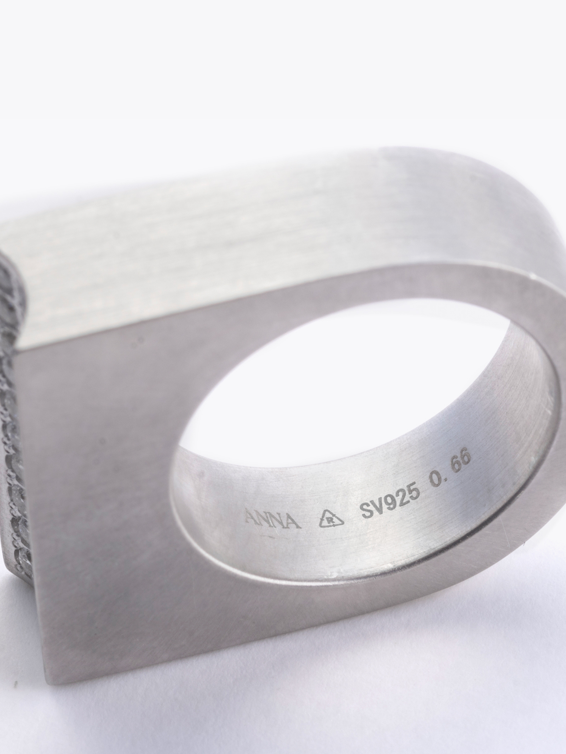 Reshine scratch ring 30 labgrowndiamondsの地金画像(ラボグロウンダイヤモンドと都市鉱山由来のSV925リング)
