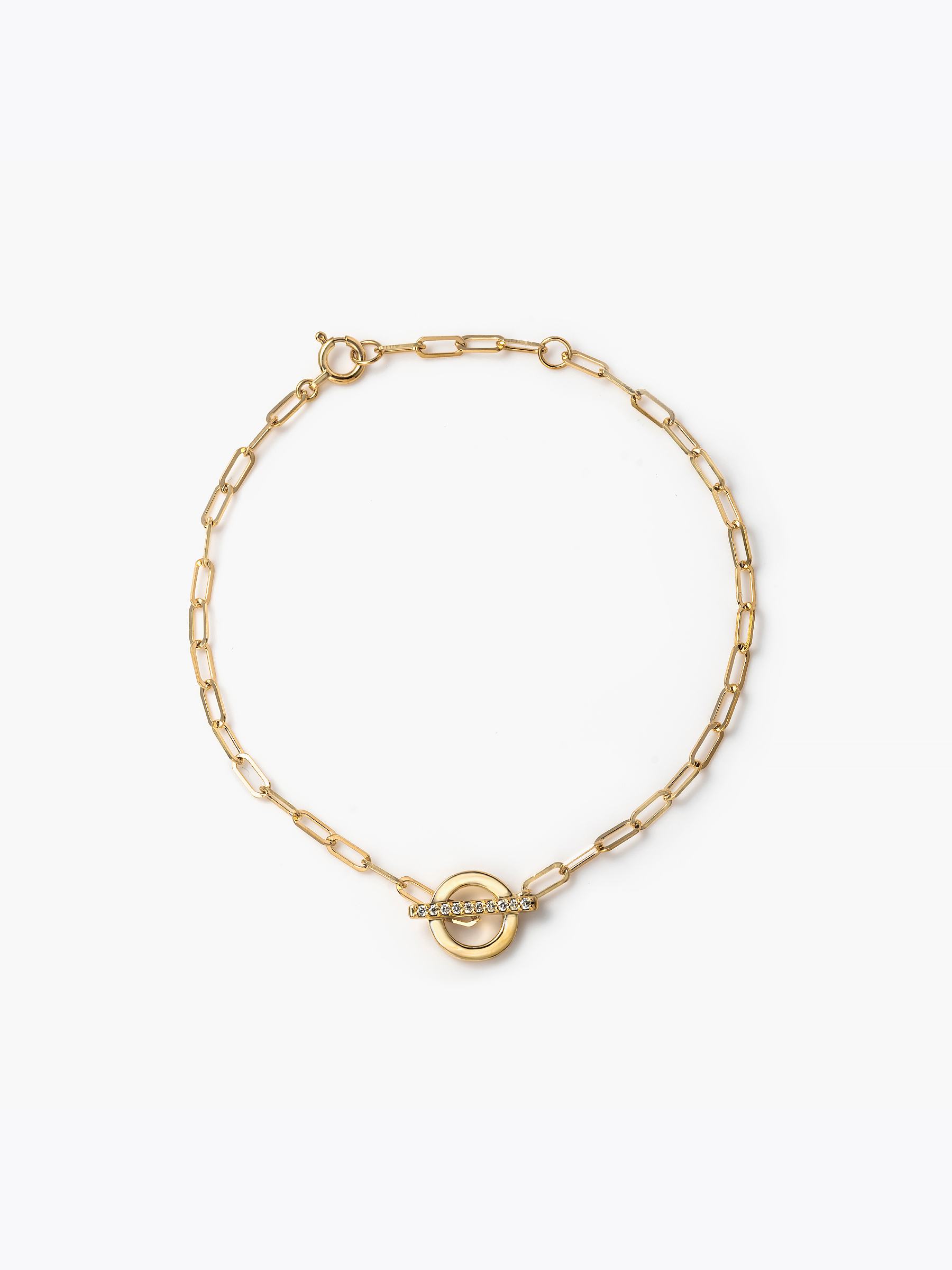 Mantel chain bracelet 18KYGの全体画像(18KYGとラボグロウンダイヤモンドのブレスレット)