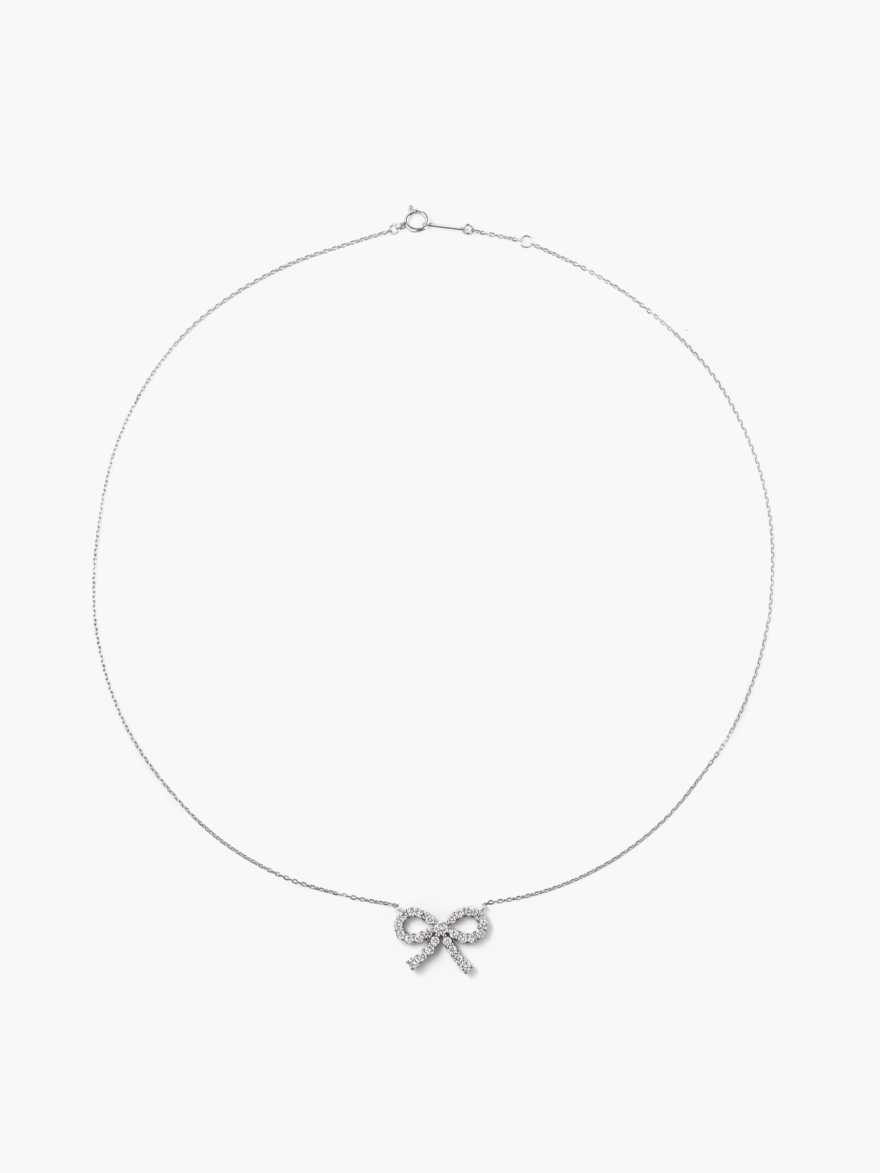 Ribbon necklace (Pt) 全体画像(ラボグロウンダイヤモンドのリボンネックレス)