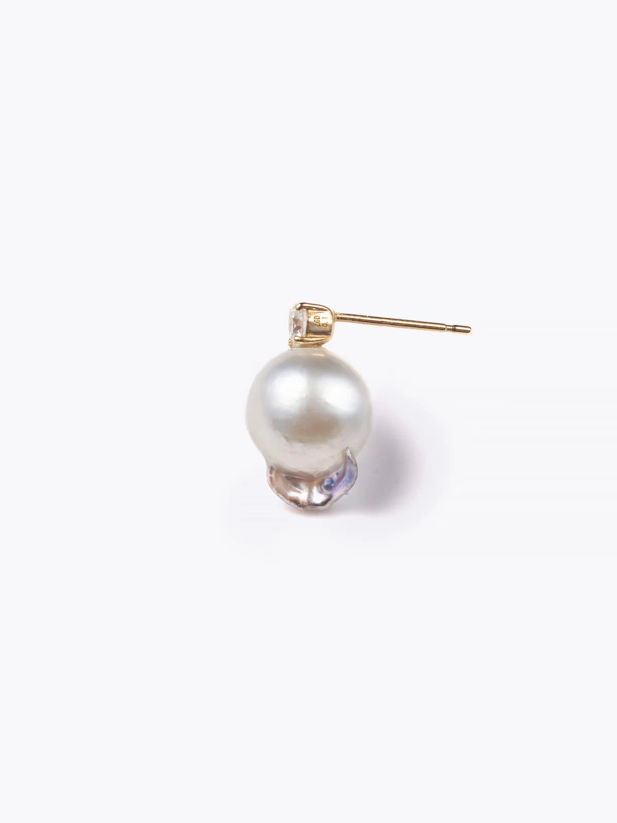 Akoya pearl point earrings (pair)の拡大画像(アコヤ真珠とラボグロウンダイヤモンドのイヤリング)