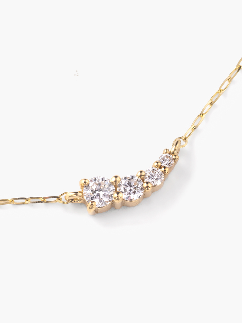 [Lumière] Fluid diamond necklace 0.13ct 18K