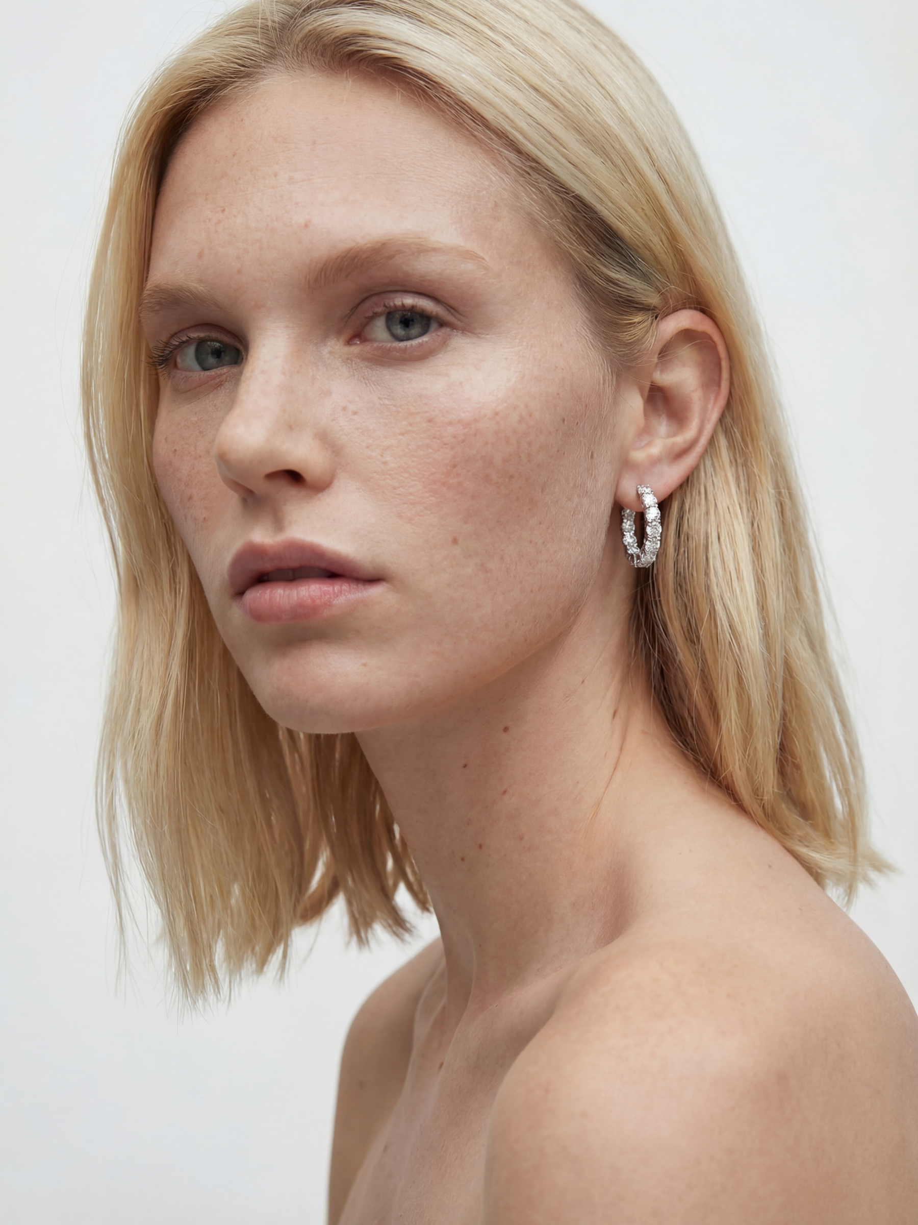 Quick Delivery [Lumière] Full eternity earrings 2ct Pt (pair)