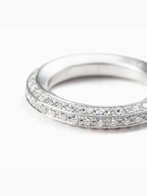 Rokka 3 Row Diamond Ring拡大画像（ラボグロウンダイヤモンド、都市鉱山由来のSV925のリング）