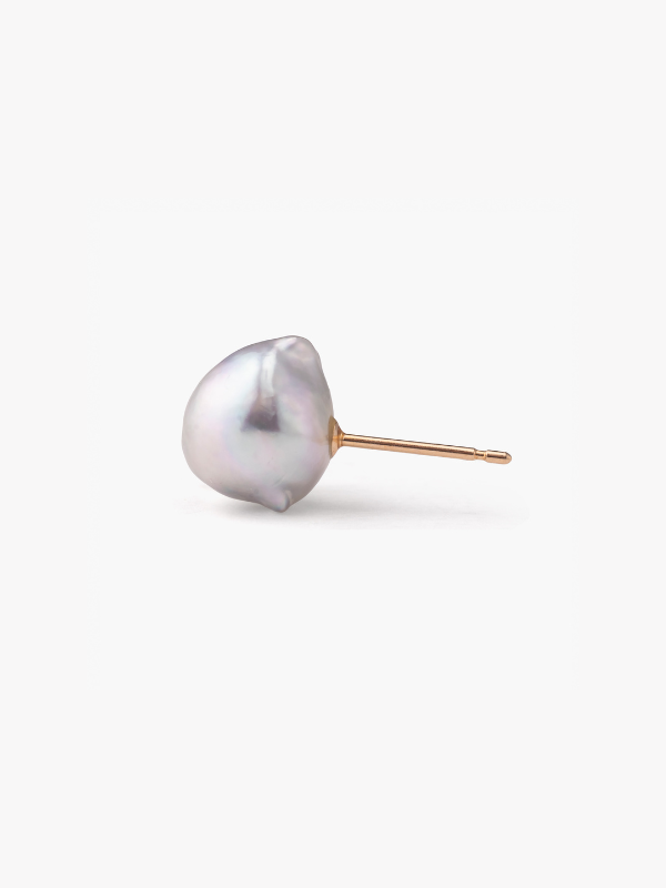 Akoya pearl stud earrings (pair) Natural Gray側面画像