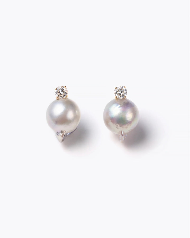 Quick Delivery [Unique Akoya Pearl] Akoya pearl point earrings (pair)
