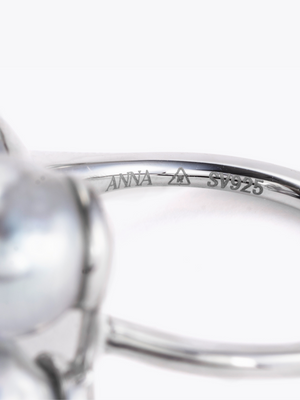  Reshine ball ring natural gray Akoyaの地金画像（都市鉱山由来の真円とアコヤ真珠のリング）