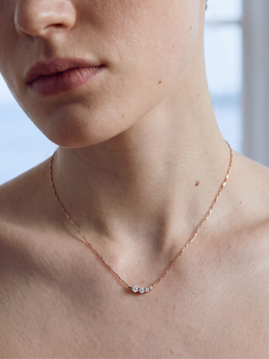 [Lumière] Fluid diamond necklace 0.13ct 18K