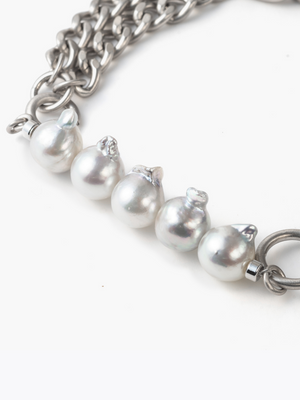 Akoya pearl braceletの真珠拡大画像（アコヤ真珠とSV925のブレスレット）
