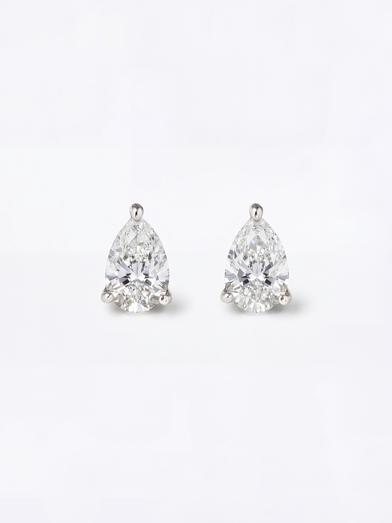 [Lumière] Pear Shape Earrings 0.5ct×2 (Total 1ct) (Pair)