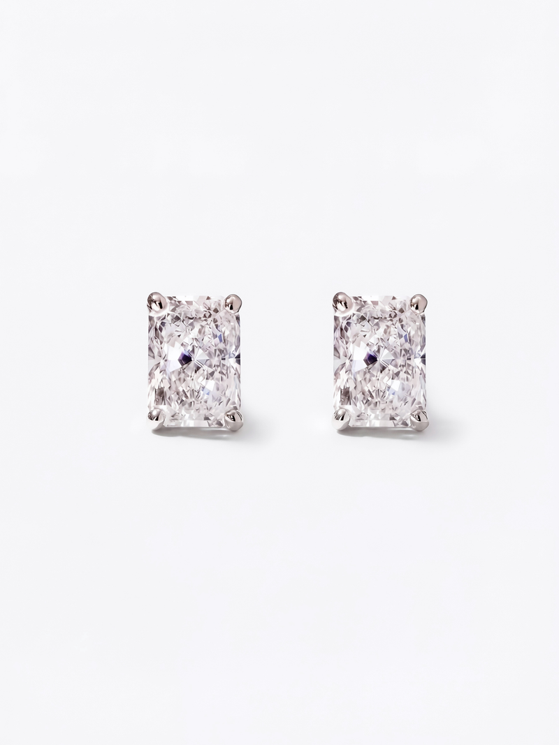 Radiant Shape Earrings 0.5ct×2 (Total 1ct) (Pair)