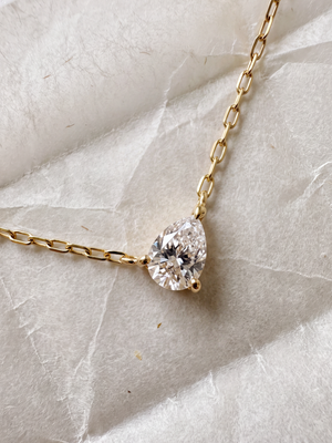 [Lumière] Pear Shape Necklace 0.3ct 18K