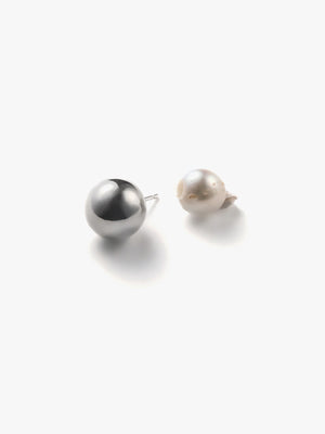 Reshine ball earrings with Akoya (pair)の画像（都市鉱山由来の真円とアコヤ真珠のイヤリング）