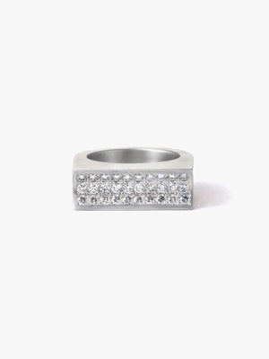 Reshine scratch ring 30 labgrowndiamondsの正面画像（ラボグロウンダイヤモンドと都市鉱山由来のSV925リング）