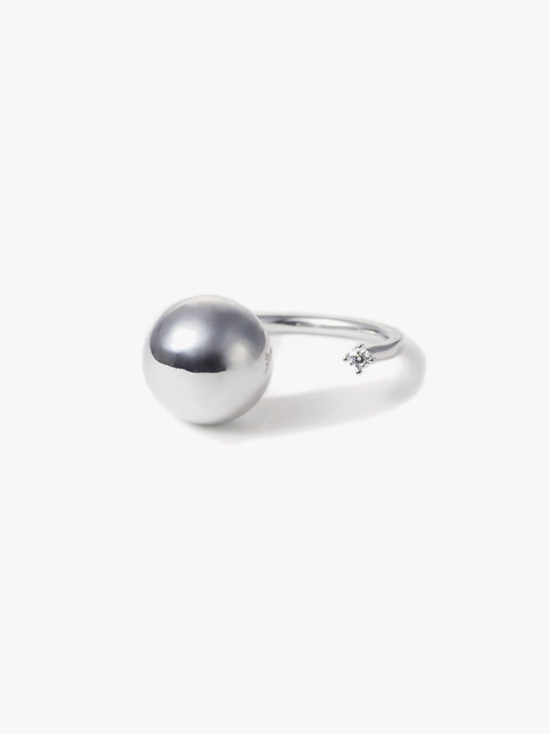 Reshine ball ring labgrowndiamond正面画像（都市鉱山由来の真円とラボグロウンダイヤモンドのリング）
