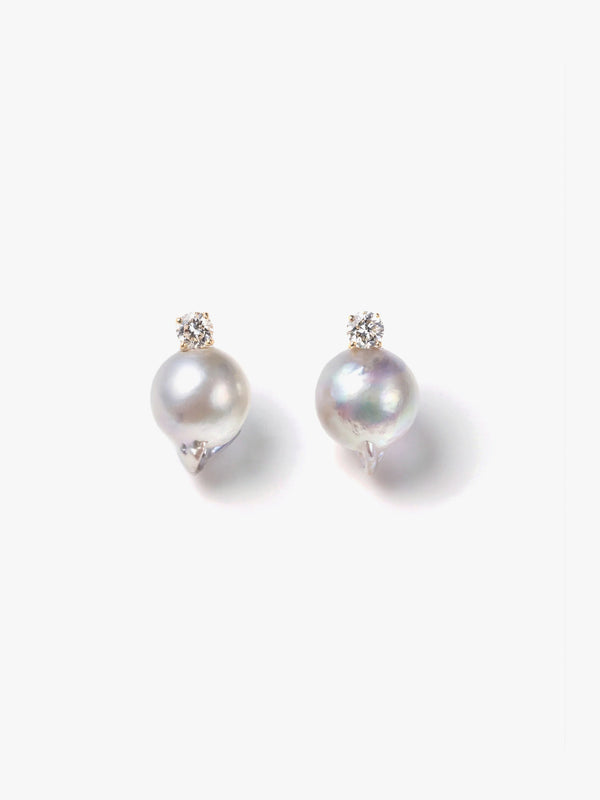 Quick Delivery [Unique Akoya Pearl] Akoya pearl point earrings (pair)