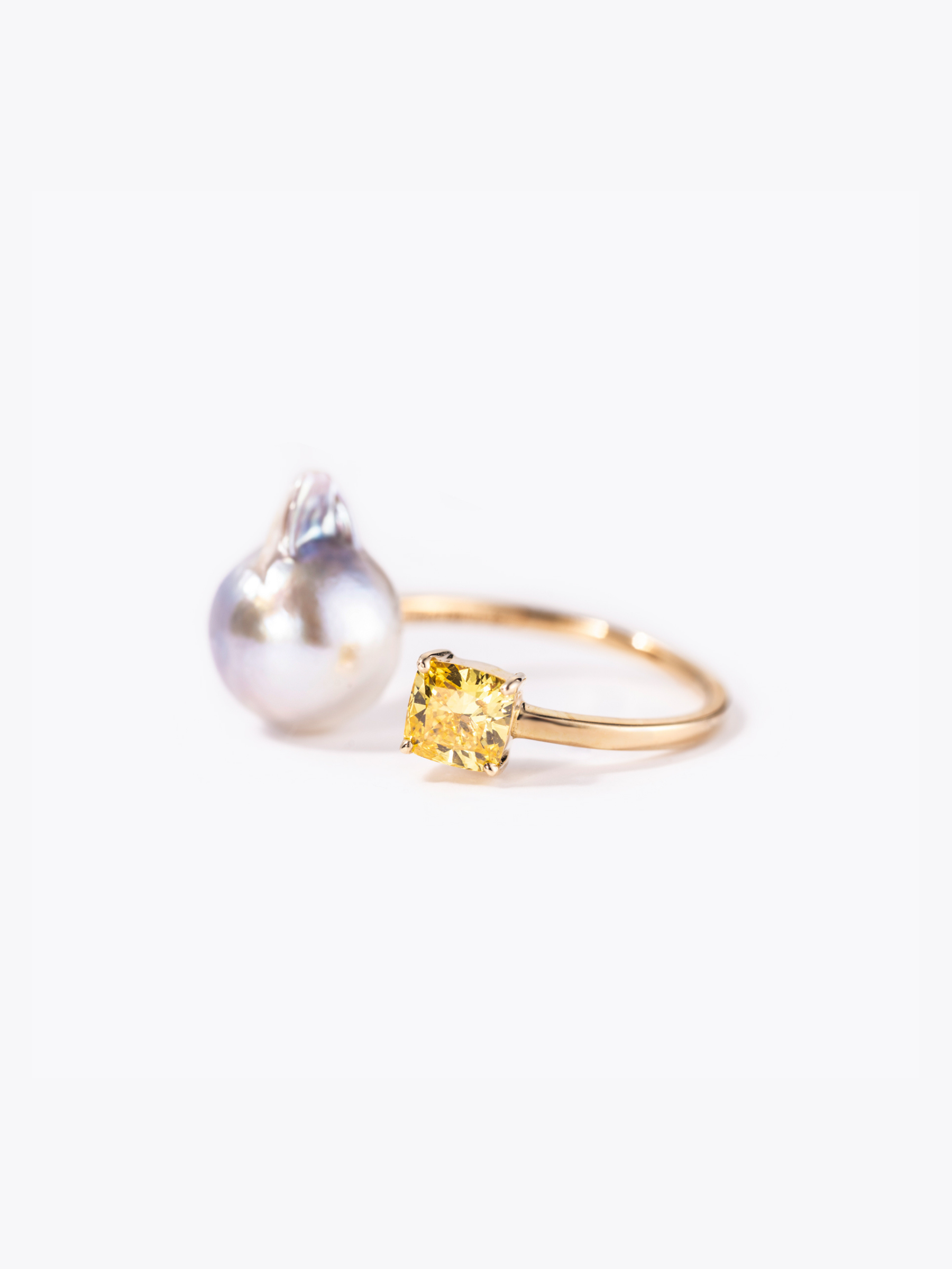 [dignité] Yellow labgrowndiamond pearl ring