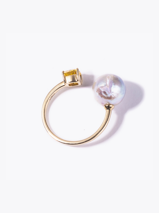 [dignité] Yellow Lab Grown Diamond Pearl Ring 