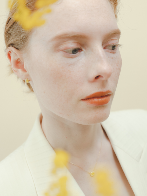 [dignité] Yellow labgrowndiamond halo earrings (pair)